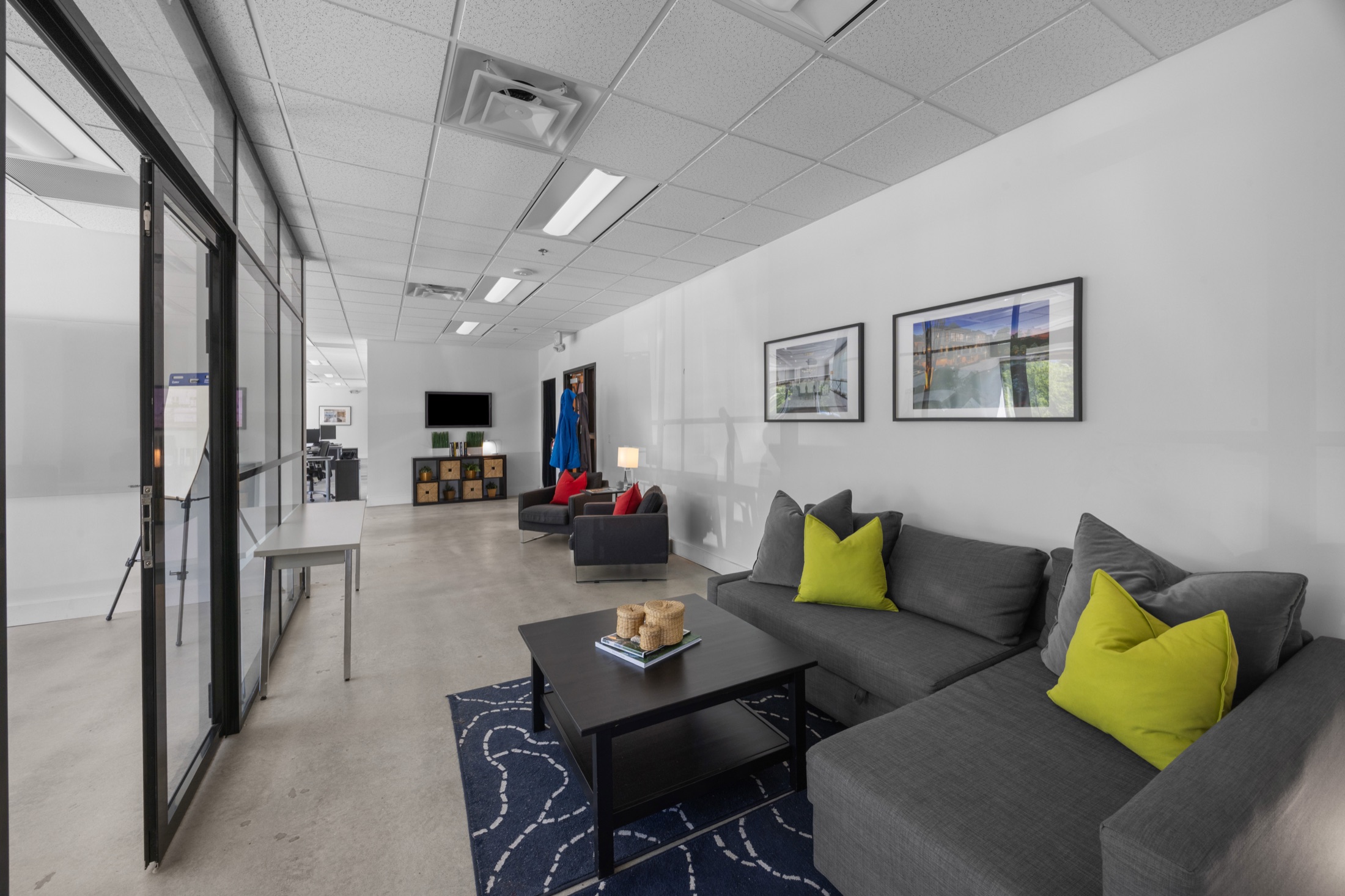 Glass-walled meeting room